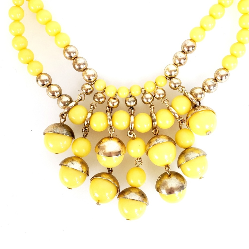 Yellow & Gold Tiered Bead Bib Necklace